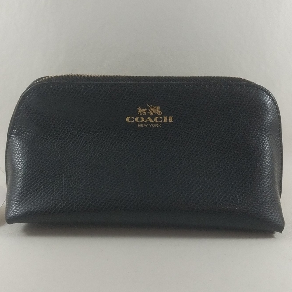 Coach Cross-grained Leather Cosmetic Bag New